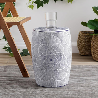 Epps Camellia Ceramic Drum Garden Stool