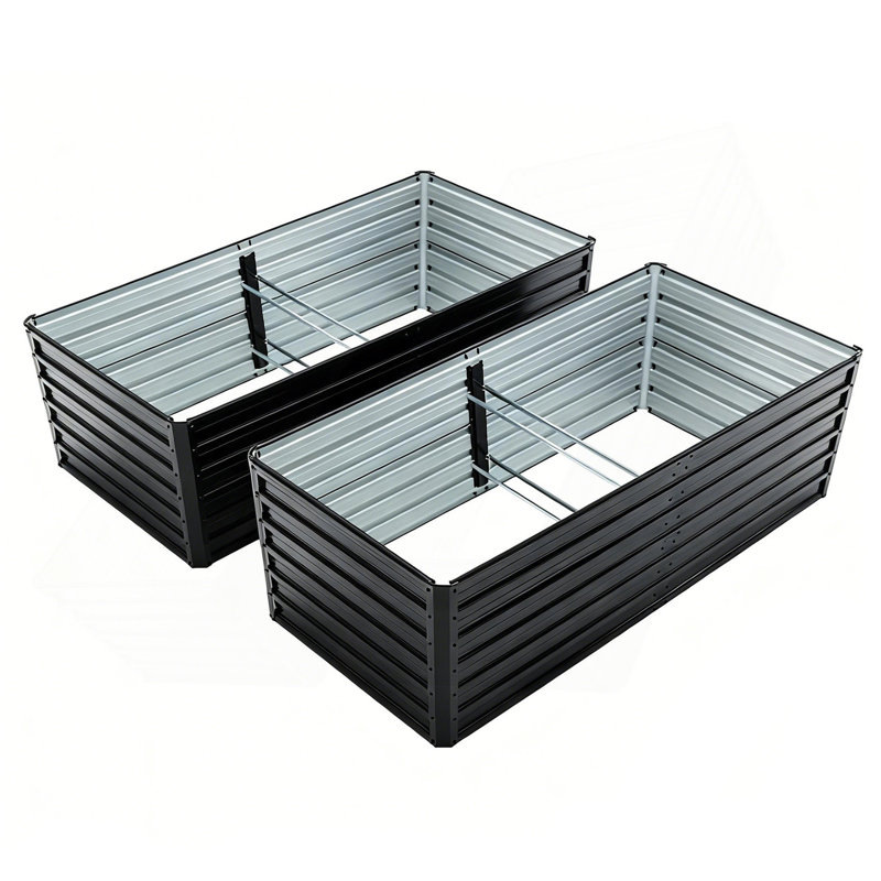 2-Pack 6X3x2 FT Galvanized Metal Raised Garden Beds, Reinforced Rustproof Colored Steel Planter Boxes For Vegetables, Flowers, Herbs And Succulents Outdoor