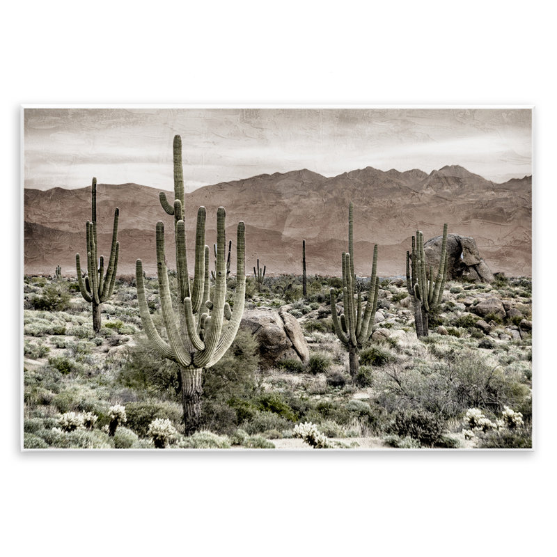 Plaque murale désert, cactus, par Kim Allen, H 10 po x l 15 po