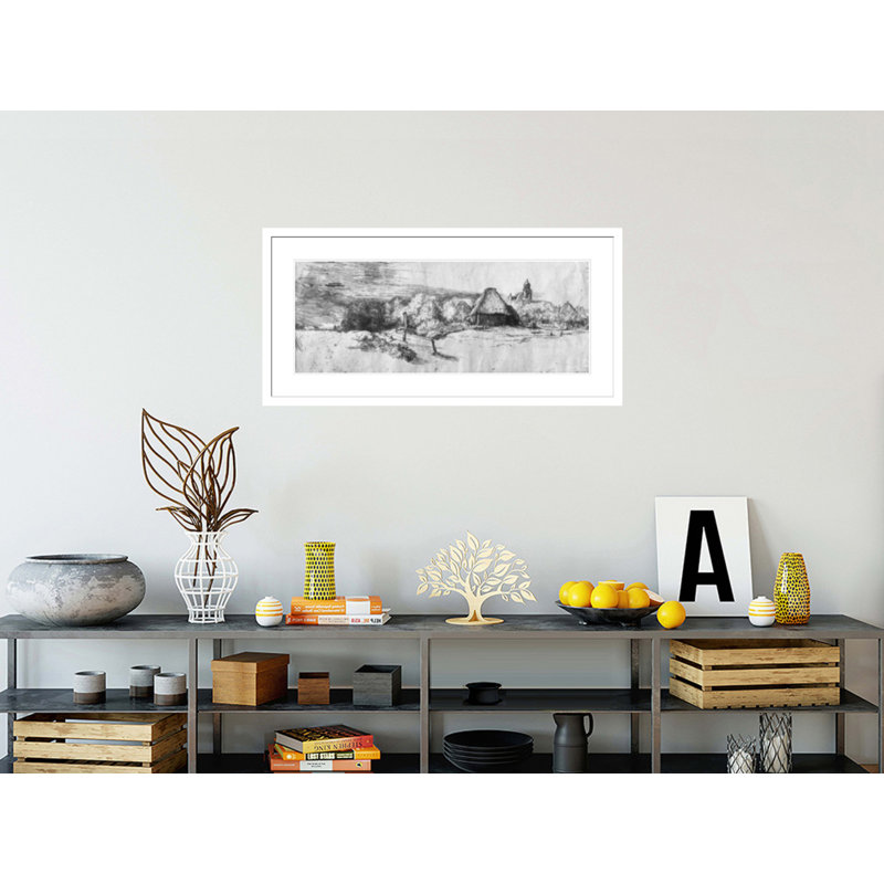 «Large Landscape with a Tower» par Rembrandt van Rijn - Reproduction giclée encadrée, H 20,39 po x l 41,5 po