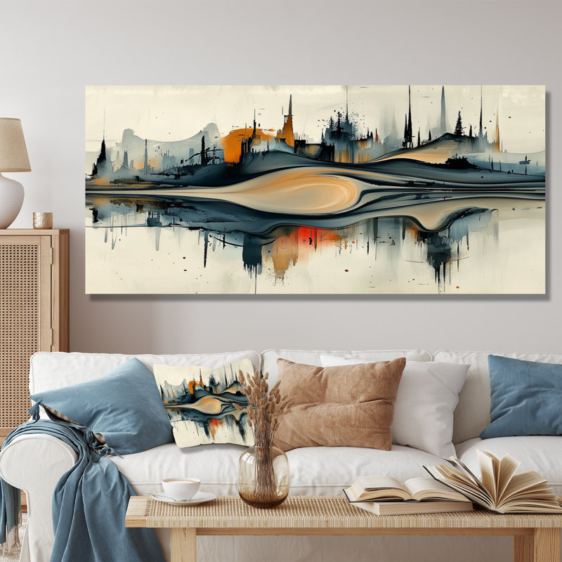 Jaanai - Abstract Wall Art, H 28 po x l 60 po, Ne s’applique pas, Toile tendue