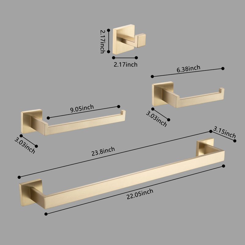 10 - Piece Bathroom Hardware Set, Brushed Gold