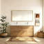  Meuble-lavabo simple 72 po en chêne naturel avec plateau en pierre blanche, 2 tiroirs et 4 portes pour salle de bain moderne-453056438