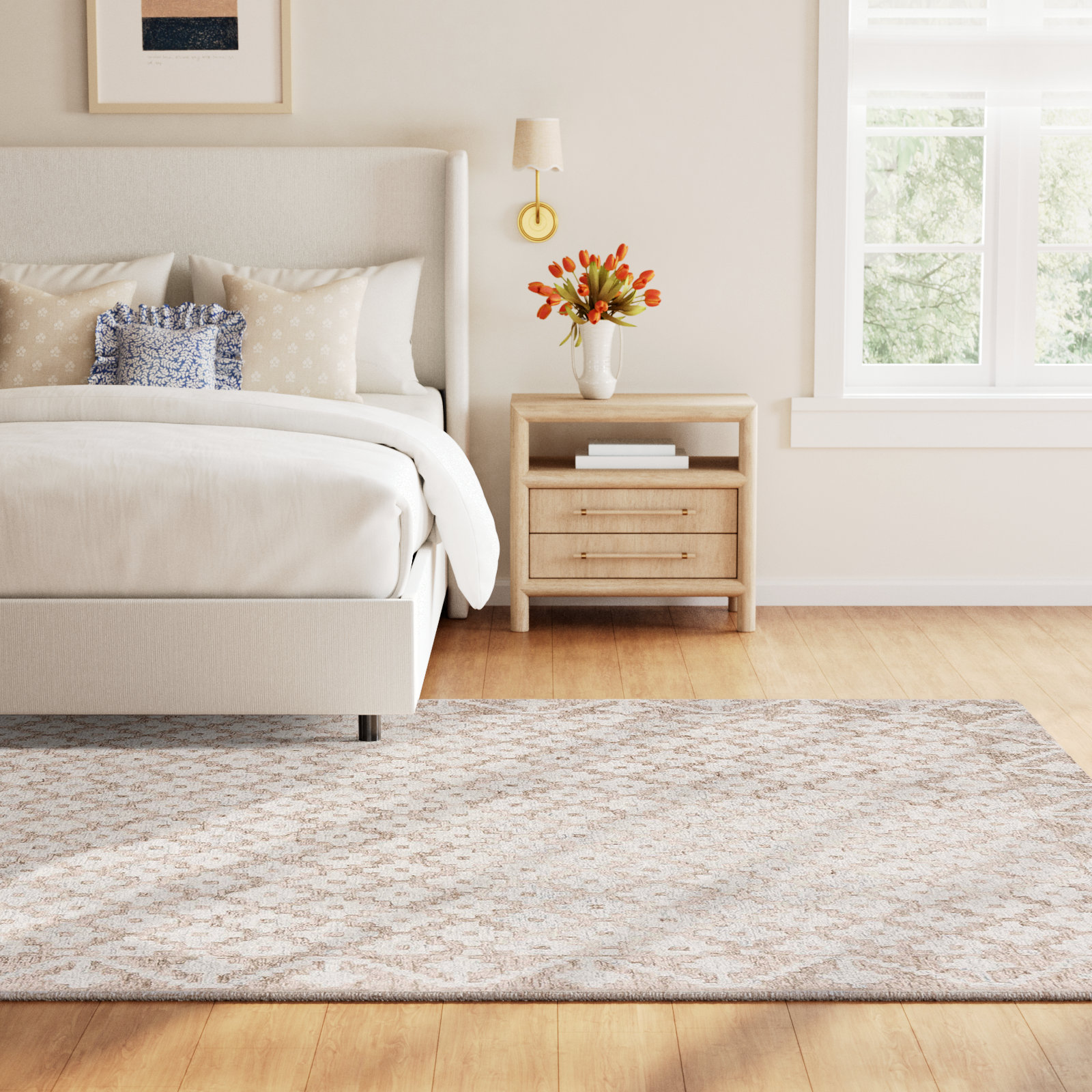 Heath Beige Sage Hand-Woven Geometric Rug, Rectangle 8' x 10'