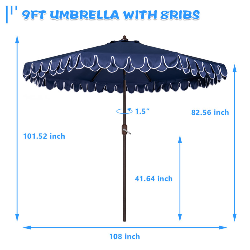 Parasol Adahir 108 avec contrepoids inclus, Marine, Brun