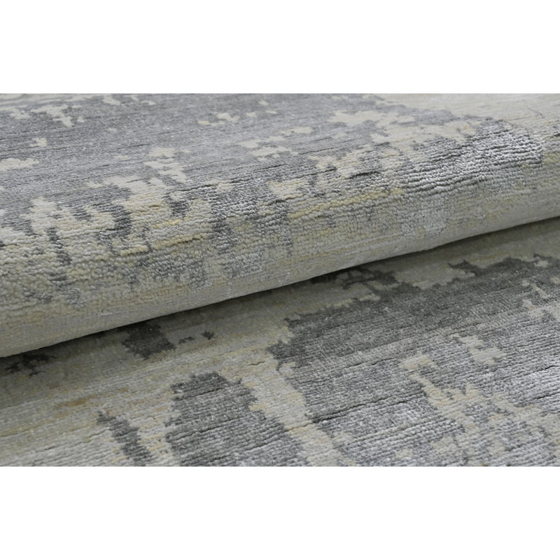 High-Quality Hand-Knotted Silver And Black Area Rug