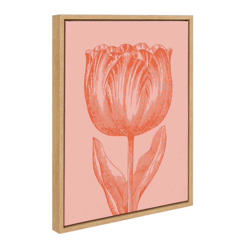 «Tulip in Pink and Orange» par Apricot + Birch, reproduction d'art sur toile encadrée