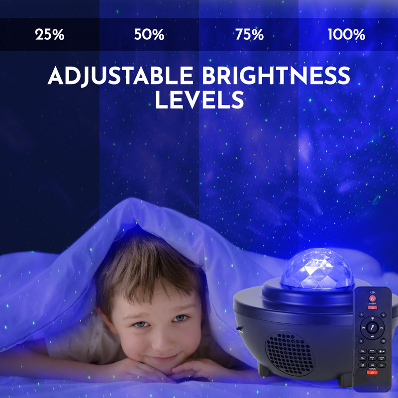 Black LED Star Night Light Projector with Bluetooth Speaker