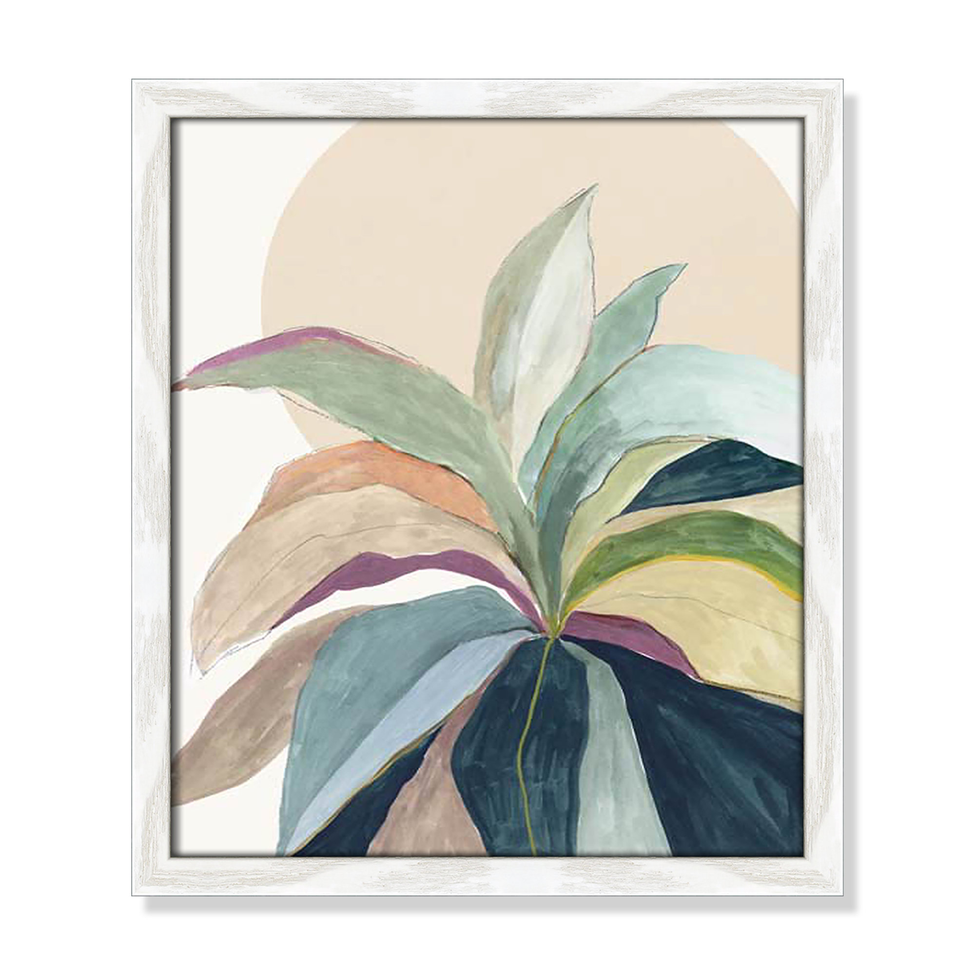 Sunny Bright Leaves II by Asia Jensen, White Slim Unmatted Picture Framed, 15" H x 13" W x 0.75" D