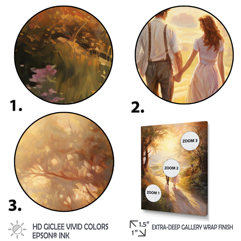 «Lorenc Romantic Couple Landscape Loves Journey», reproduction sur toile, H 32 po x l 16 po x P 1 po, Toile tendue