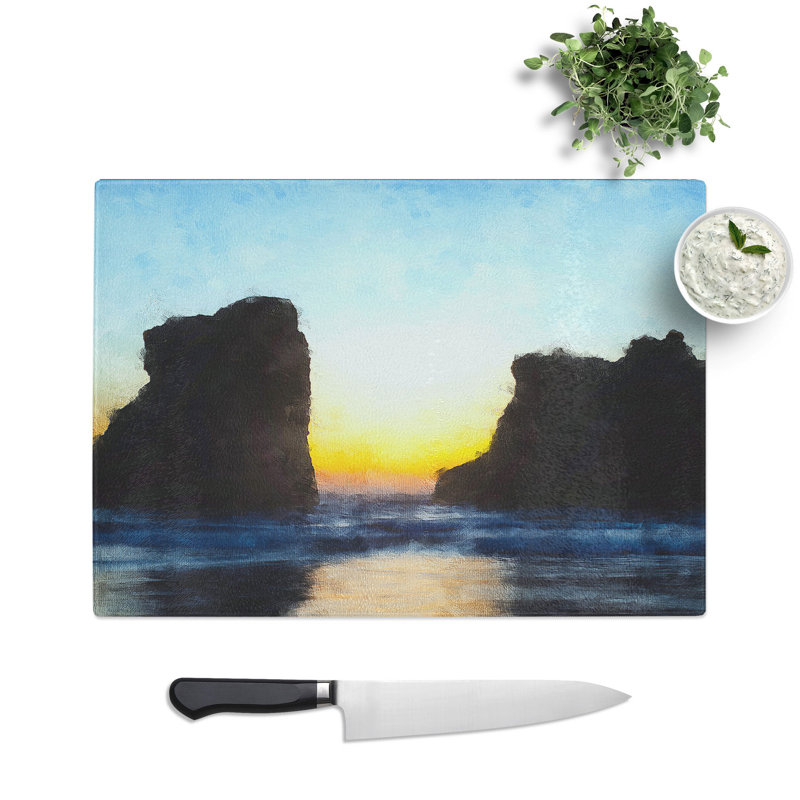 Tempered Glass Beach Rocks Chopping Board, 28.5 cm x 39 cm