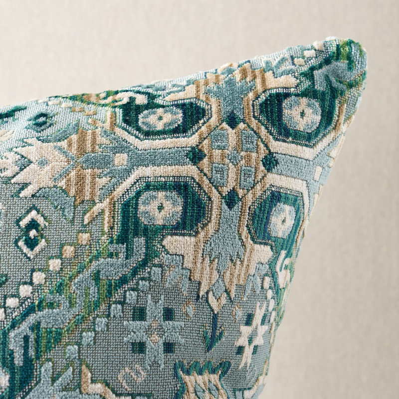 Tiraz Velvet Pillow, Peacock