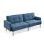 Canapé-lit futon convertible de 85 po en mélange de polyester bleu avec coussins décoratifs et pieds argentés