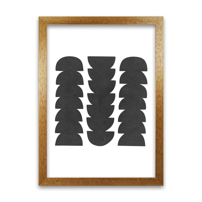 Mid Century Modern Abstract Grunge - Print, Oak Frame, 42cm H x 30cm W x 3cm D