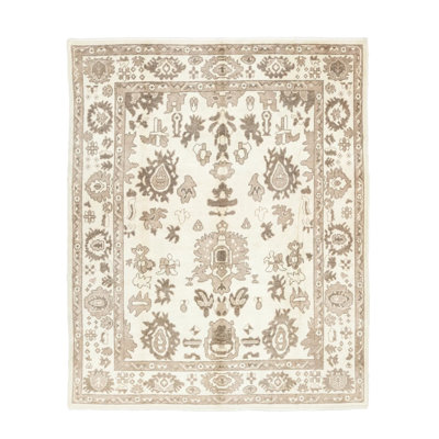 Tapis rétro en laine crème 9 pi 9 po x 11 pi 6 po One-of-a-Kind Vintage