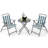 Ebern Designs 3 Pieces Patio Folding Chair Set W/ 2 Chairs & Glass Round Coffee Table Porch Deck Backyard