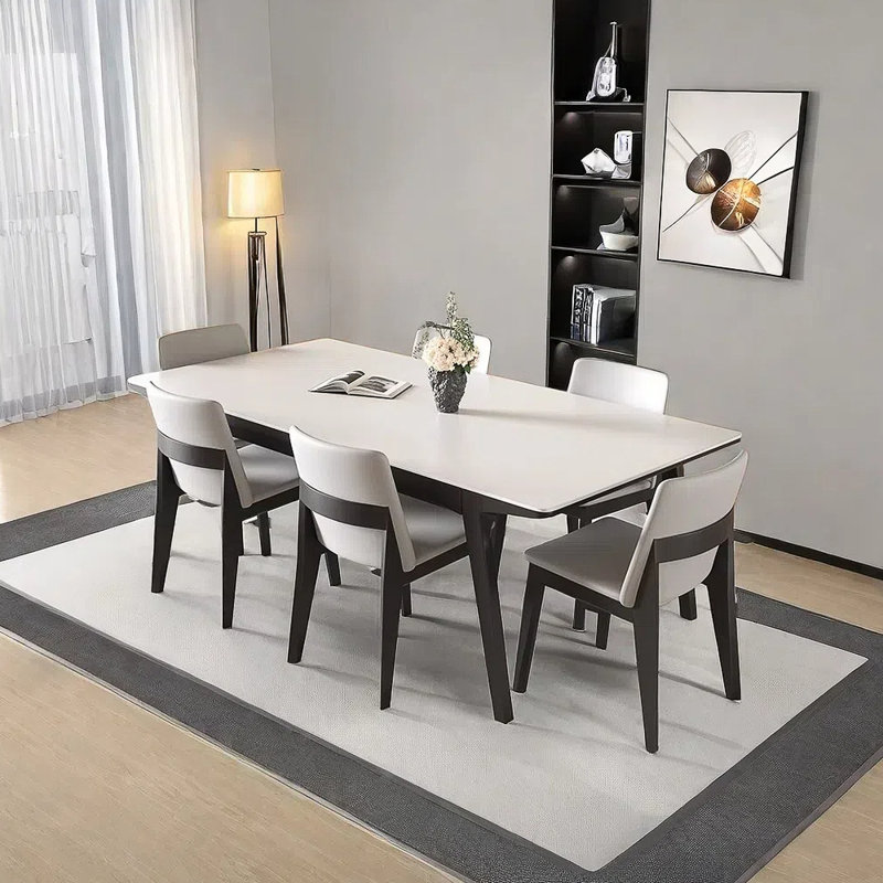 Rock plate dining table and chair combination, 7