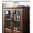 Functional Walnut Storage Cabinet with Glass Doors
