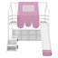 Lit mezzanine en bois avec cadre en forme de maison et auvent de style tente-511053752-511053759