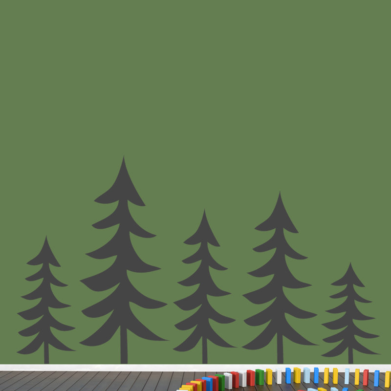 Décalcomanie murale arbres pin, Gris foncé