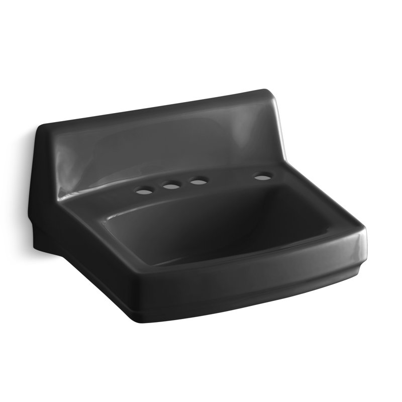 Greenwich Ceramic 21" Wall Mount Bathroom Sink with Overflow, Black Black