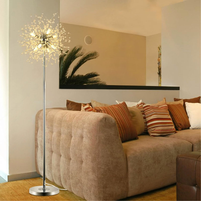 Crystal Floor Lamp For Bedroom, Silver