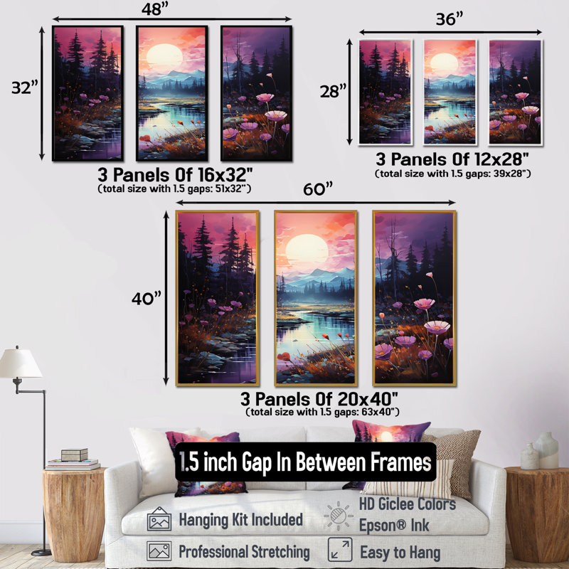 Art mural Northern Lights, H 28 po x l 36 po x P 1 po, Cadre flottant noir