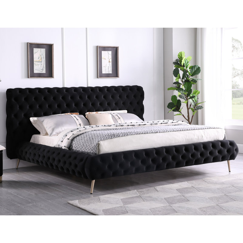 Lit plateforme tapissier standard Zabel , Gris, Grand