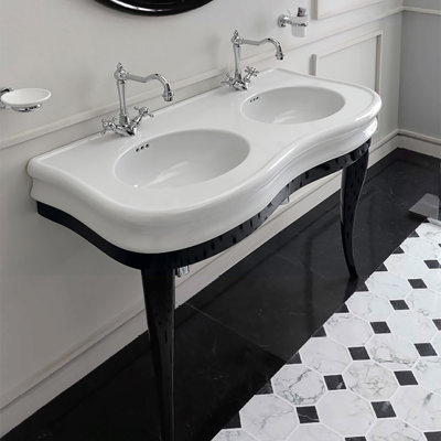 Lavabo de salle de bain console en porcelaine vitreuse avec trop-plein China Series China
