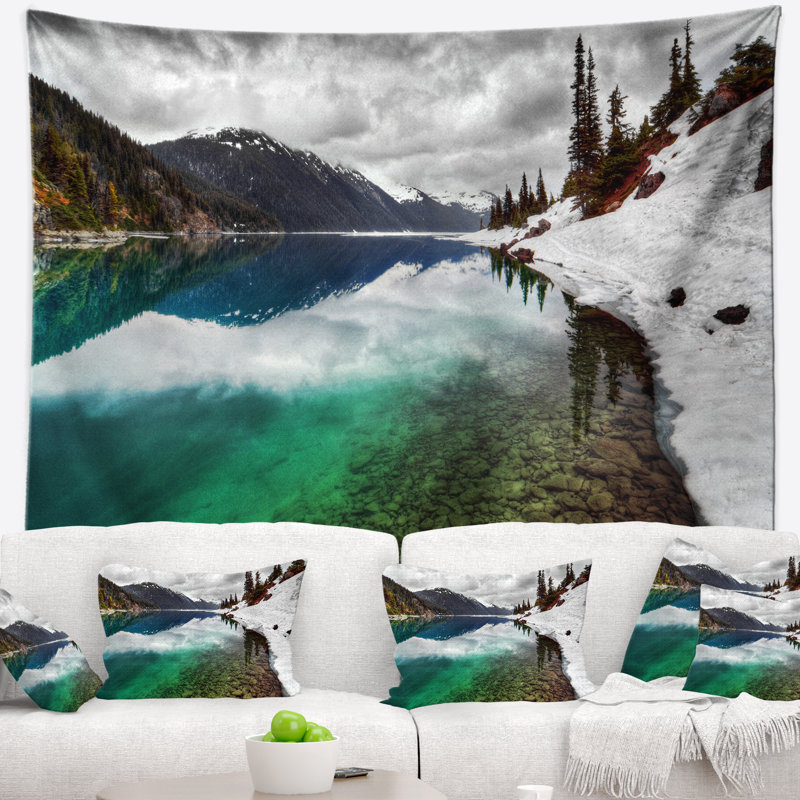 Tapisserie de pin et de montagnes en pin clair landscape, H 32 po x l 39 po