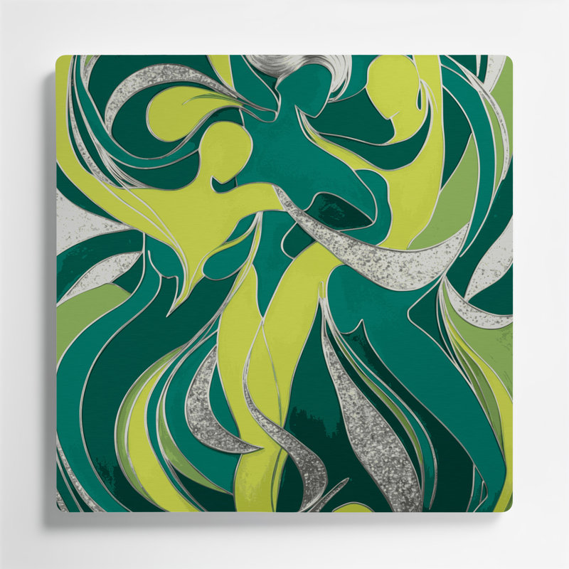 Abstrait art figuratif vert en métal 93, H 12 po x l 12 po