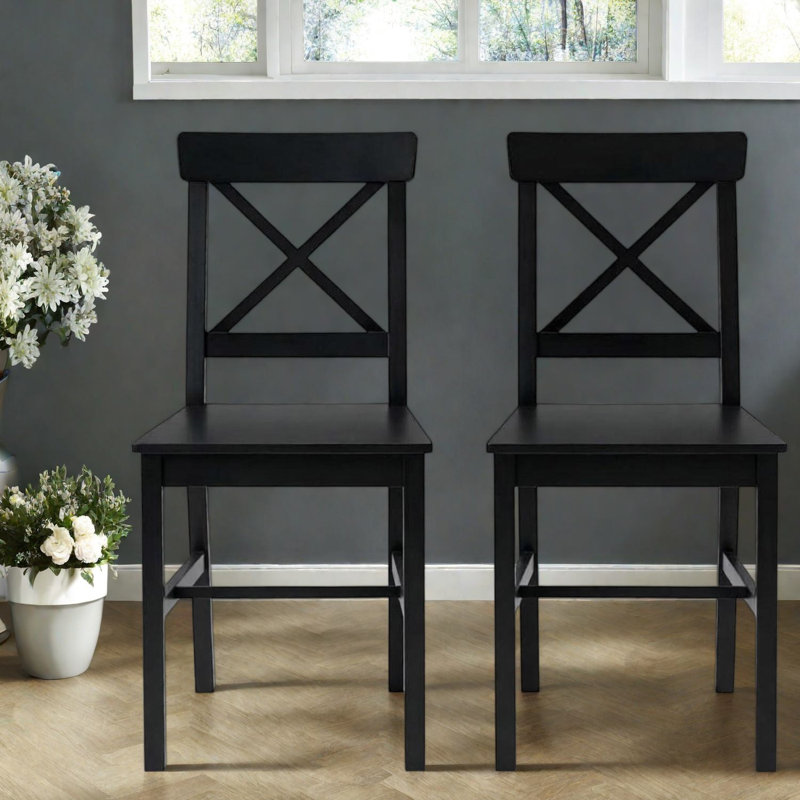 Ensemble de 2 chaises de salle à manger, dossier en bois de pin, cuisine de campagne moderne