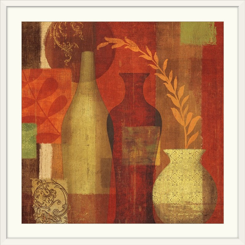 «Mosaic Vases I» par Véronique Charron, reproduction d'art, H 28 x l 28 po x P 1 po, Cadre blanc