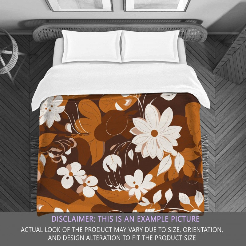 Machine Printed Comforter, Twin Extra Long Comforter, Brown/White Floral