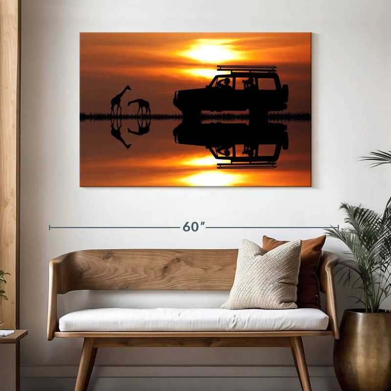 «Brampt Giraffe Sunset Journey», H 32 po x l 48 po