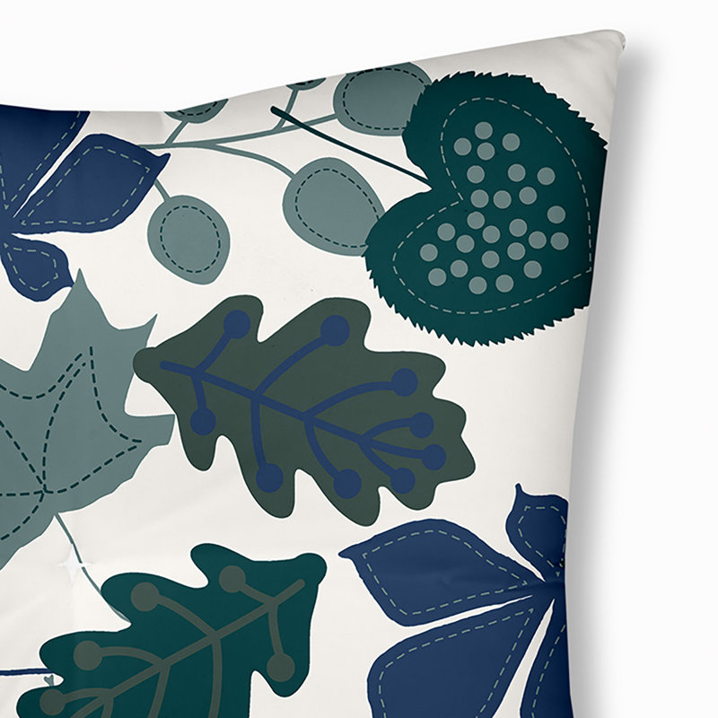 303_Oreiller de sol touffeté à motif d'automne Fall Leaves, Vert, 26 po x 26 po