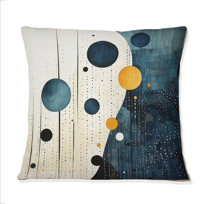 Teal Yellow Mid Century Minimalist Rain I - Minimalism Printed Throw Pillow