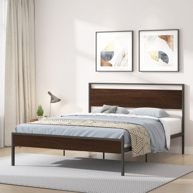 Mashud Platform Bed, Queen, Black/Walnut