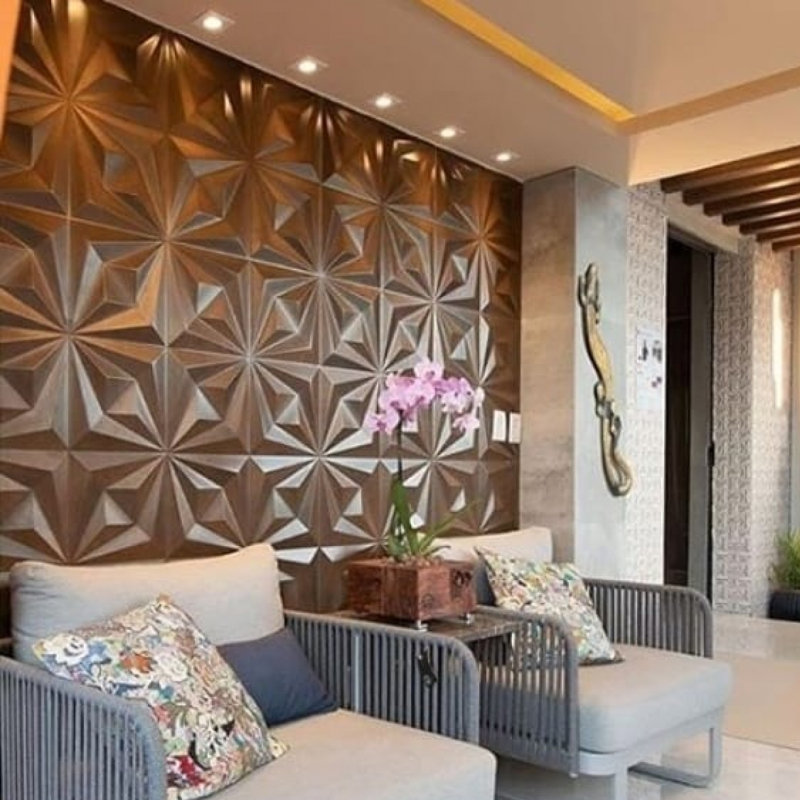 Drapeado 23" x 23" 3D Textured Porcelain Wall Tile, Copper Brown