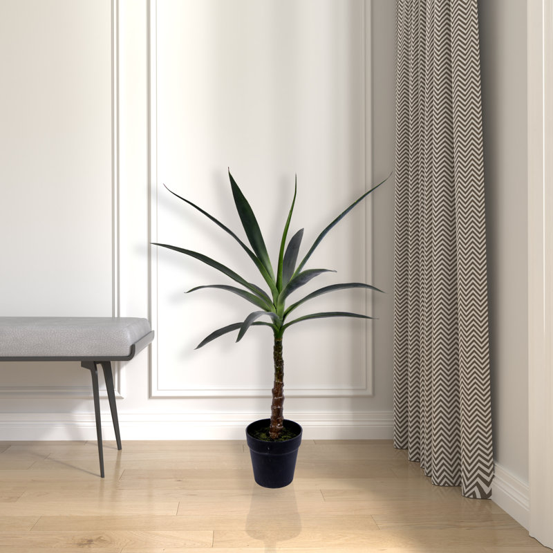 Faux Yucca Tree in Plastic Pot, 30" H x 8" W x 8" D
