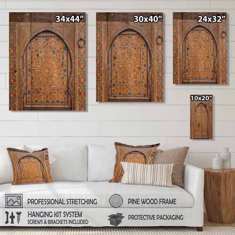 «Morroco Antique Door», reproduction sur bois naturel, H 46 po x l 36 po x 1,5 po