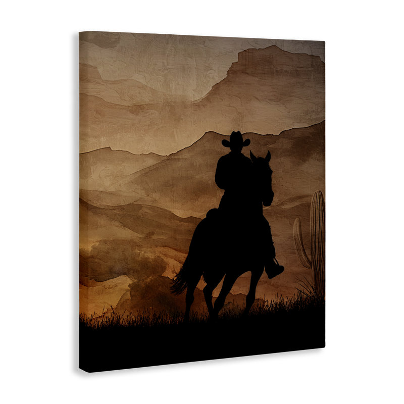 Cowboy's Sunset Ride, toile de Kim Allen, H 30 po x l 24 po