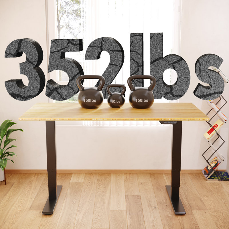 48" X 24" Bamboo Dual-Motor Electric Standing Desk With Cable Management And Wheels, 50" H x 48" W x 24" D, Black