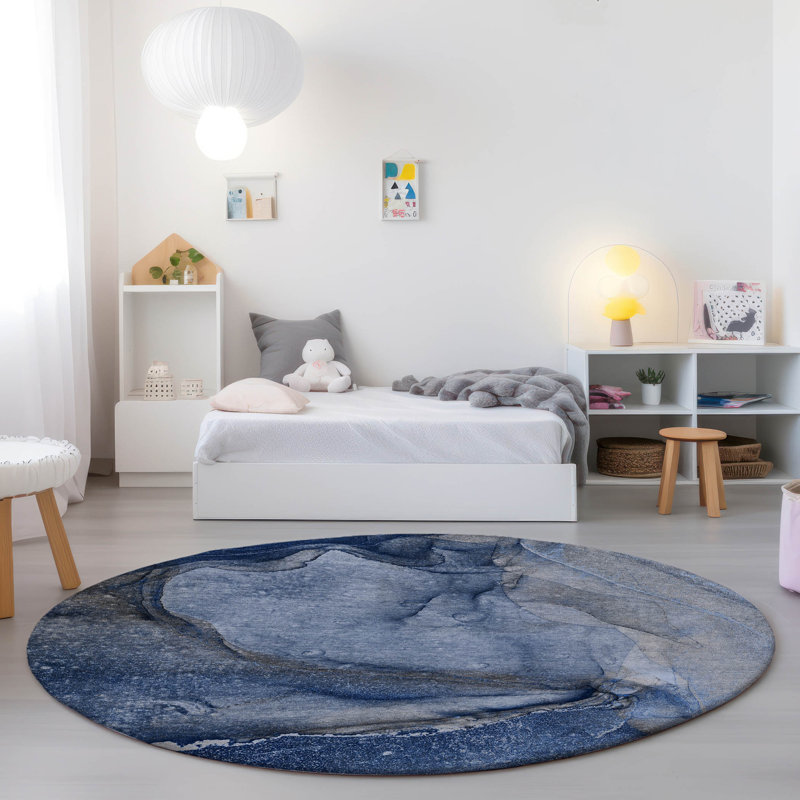 Bhola Washable Abstract Indoor / Outdoor Rug, Round 8'