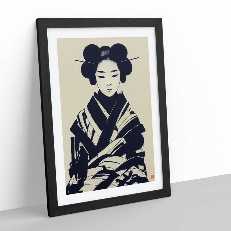 A Marvellous Geisha - Single Picture Frame Print, Black Framed, 46cm H x 34cm W x 2cm D