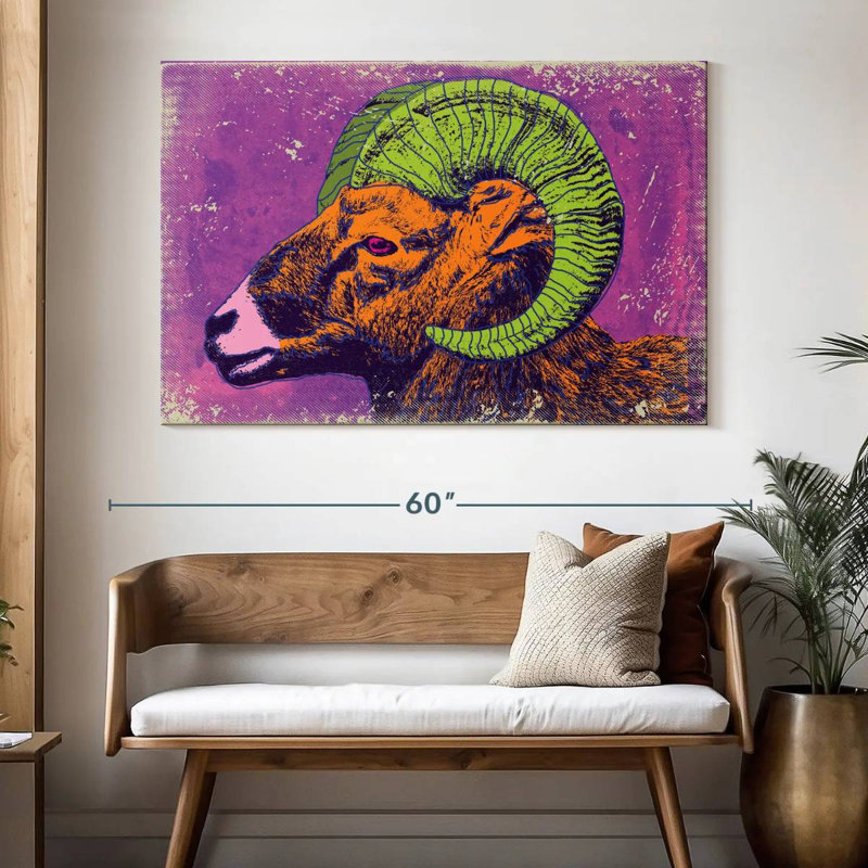 Brampt Retro Bighorn Sheep, 34" H x 51" W