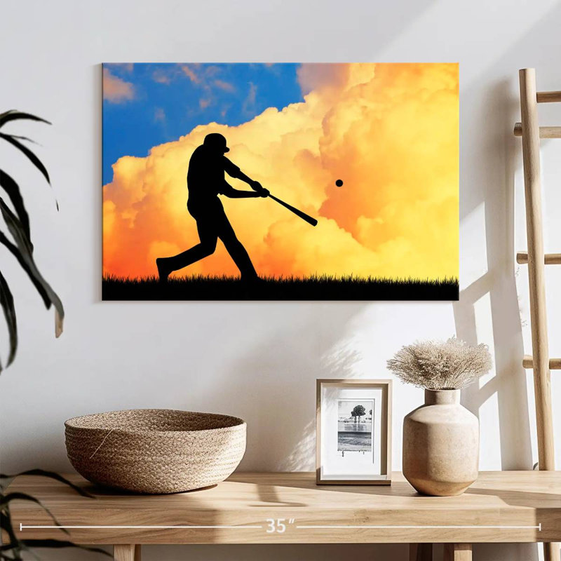 Baseball Sireci au coucher du soleil, H 20 po x l 30 po
