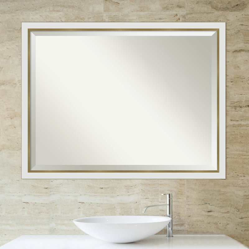 Quade Mirror, 43" x 33", Satin White/Gold