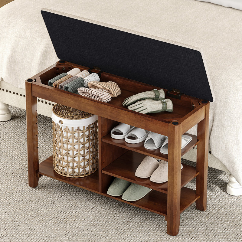 Bancs de rangement rembourrés avec plateau rabattable et cloison réglable pour le vestibule, la chambre à coucher et le salon