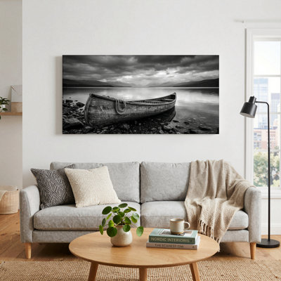 Boat Lake Canvas Wall Art Oil Painting Print Set Of 1